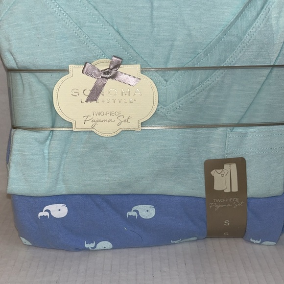 Sonoma Lifestyle Two-Piece Blue Whale Pajamas Short Sleeve Top w/Long Pants - Picture 2 of 5